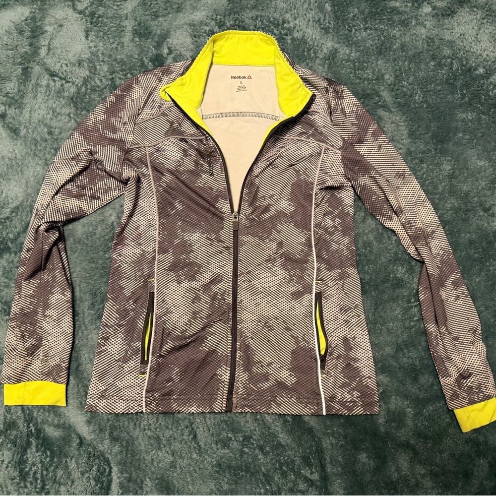 Reebok Women's Patterned Jacket with Yellow Highlights